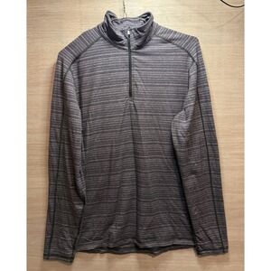 Lululemon Surge Warm 1/2 Zip Micro Stripe Gray Black Maroon Size Large